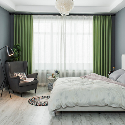 丝绒麻白丝遮光酒店工程窗帘布棉麻定制窗帘成品批发零售24色可选|ru