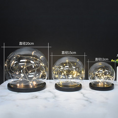 Perpetual Garden Shaped Glass Dome with Light, DYL Dustproof Cover, LED Night Light, Pine Wood Battery Manufacturer Wholesale Discount