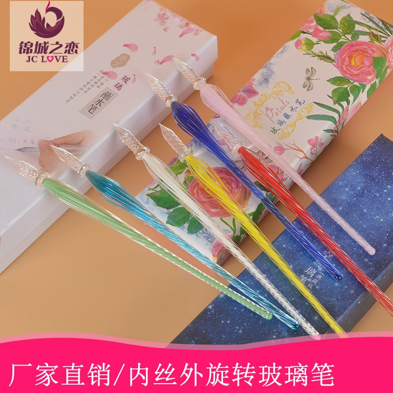 Glass set, design rollerball pen, 3 piece set