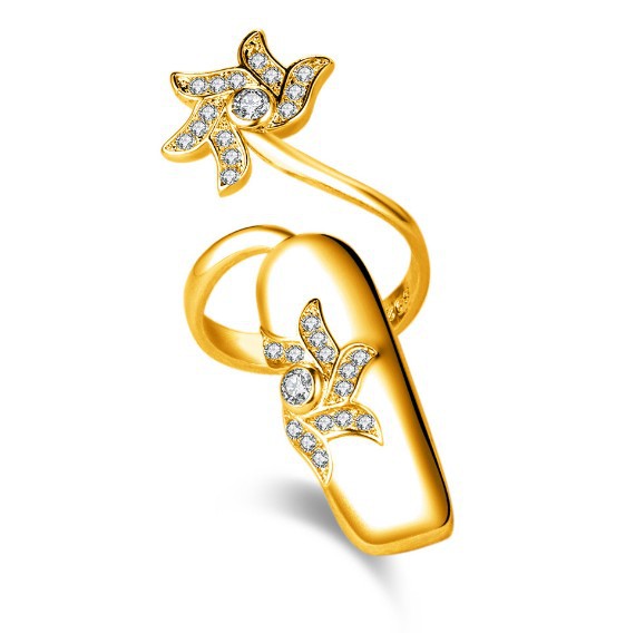 Estilo coreano de moda personalizada creativa anillo abierto anillo de uñas elegante Diamante de las mujeres conjunto de joyas al por mayor