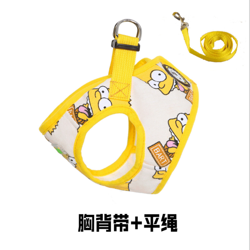 Patrón de dibujos animados suministros para mascotas correa de pecho para mascotas chaleco correa de perro suministros para mascotas al por mayor