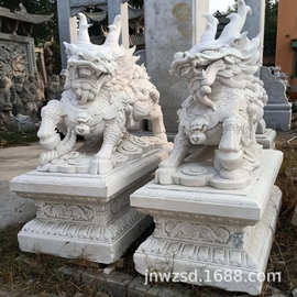 汉白玉石雕石膏、石料工艺品  3米石制麒麟图片及造价