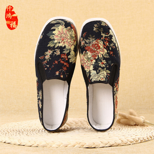 flower old beijing shoes kung fu wushu Men cotton cloth shoes summer old pattern cloth shoes wholesale flats