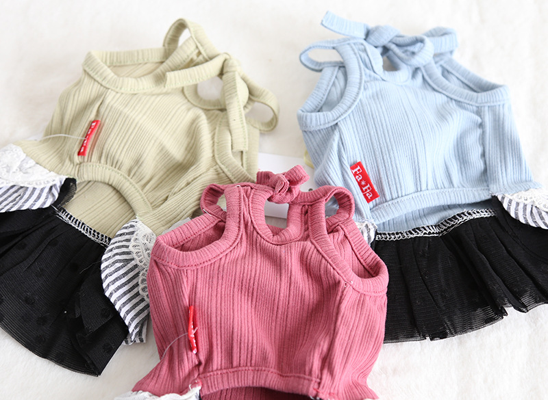 竖条胸花拼布裙