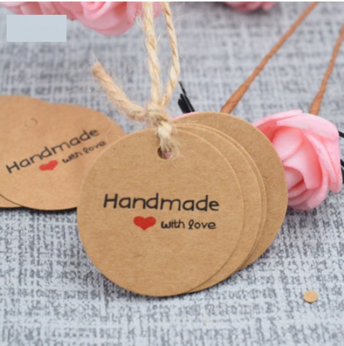 Hang tag Thank you kraft paper hang tag Thank you for handmade Handmade kraft paper round hang tag