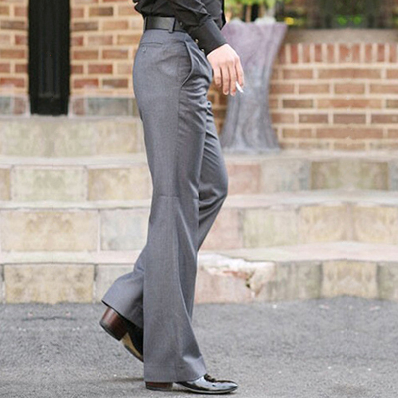 2019 nuevo estilo coreano pantalones de traje casual de pierna ancha recta de estilo británico de los hombres pantalones de traje Delgado de los hombres entrega de una sola pieza