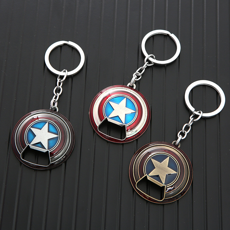 The Avengers Captain America keychain 3 color shield bottle opener keychain factory direct spot wholesale The Avengers Captain America keychain 3 color shield bottle opener keychain factory direct spot wholesale