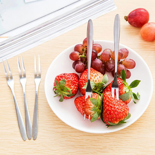Simple modern creative kitchen tableware stainless steel fruit fork children's fruit picks Western food small fork cake fork