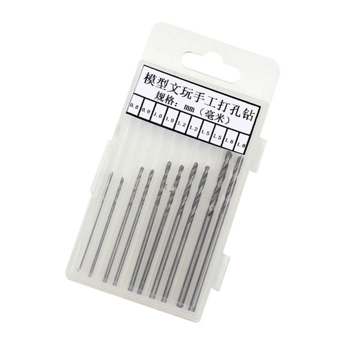 Straight handle twist drill, 10 pieces of different specifications, hand twist drill, hand drill bit, punch drill, reamer drill, boxed