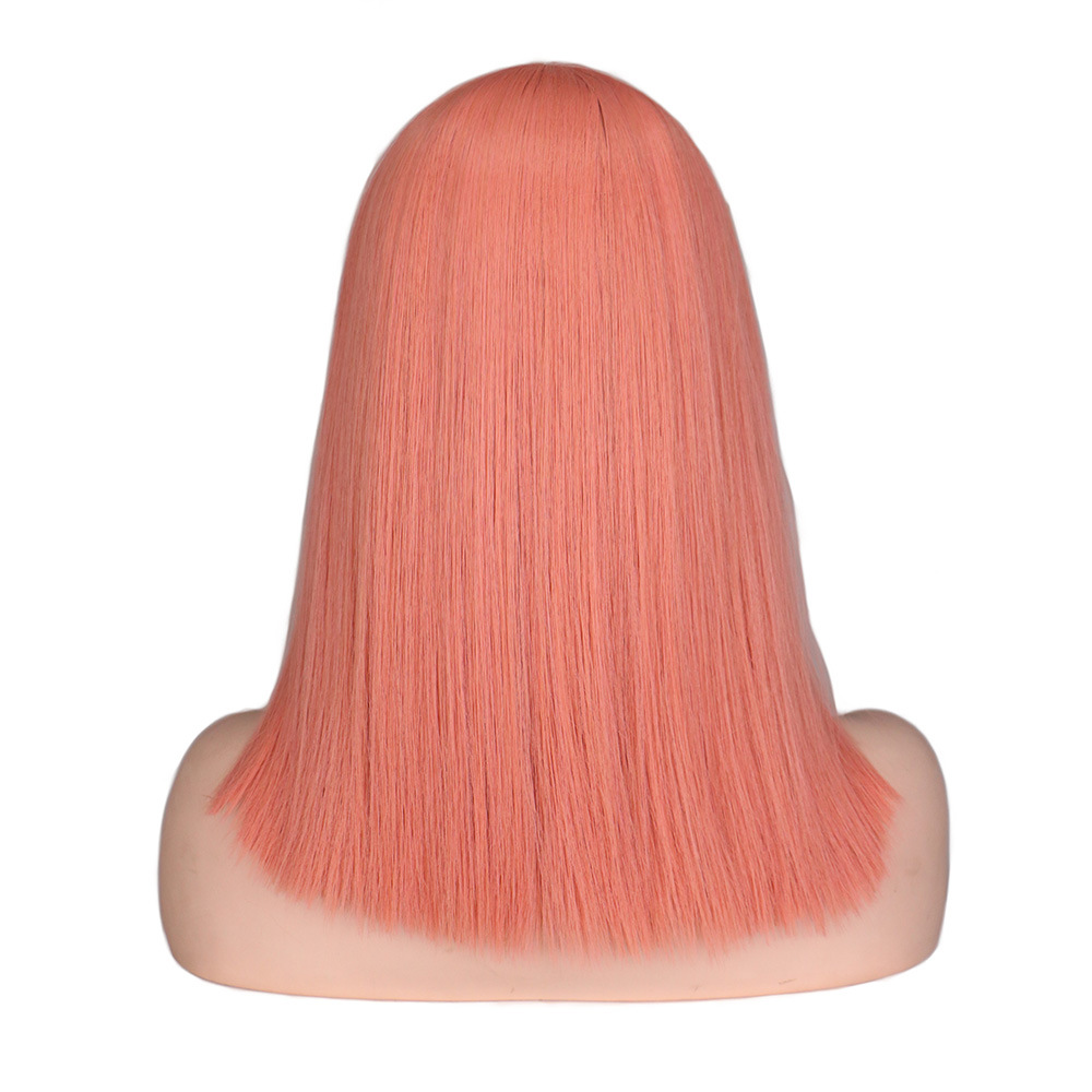 Fashion short wavy head shouldertoshoulder hair gradient color wigpicture43