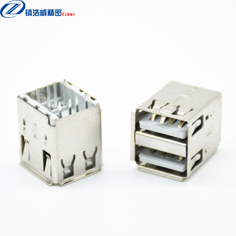 USB接口母座连接器直插17.0端子电源稳定插接口直插式双层绝缘