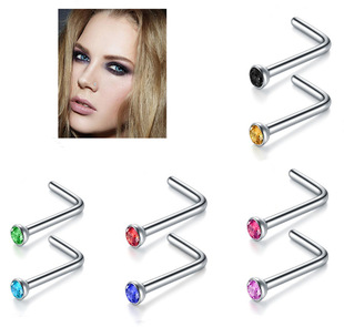 Amazon titanium steel curved nose nail L nose nail mini with drill nose nail nose ring stainless steel body piercing jewelry wholesale