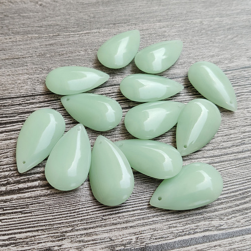 White Jade Green Jade Large Water Drop Crystal Engraving Material Imitation Jade Water Droplet Pendant Crystal Necklace Accessory