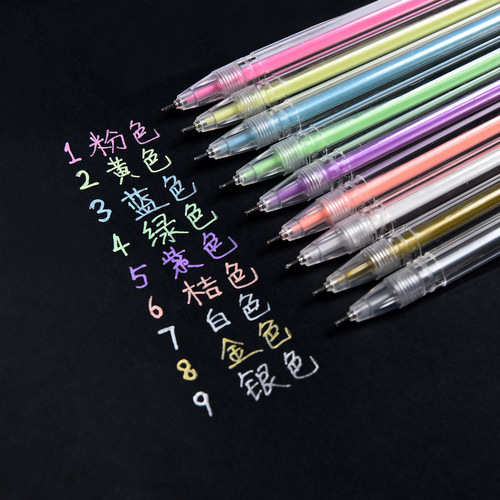 Creative handbook gel pen white gold silver DIY black cardboard student painting high gloss pastel gel pen