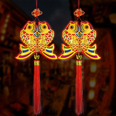 中国结印花 鱼挂件 装饰春节节日场景布置 手工年年有鱼挂件|ru
