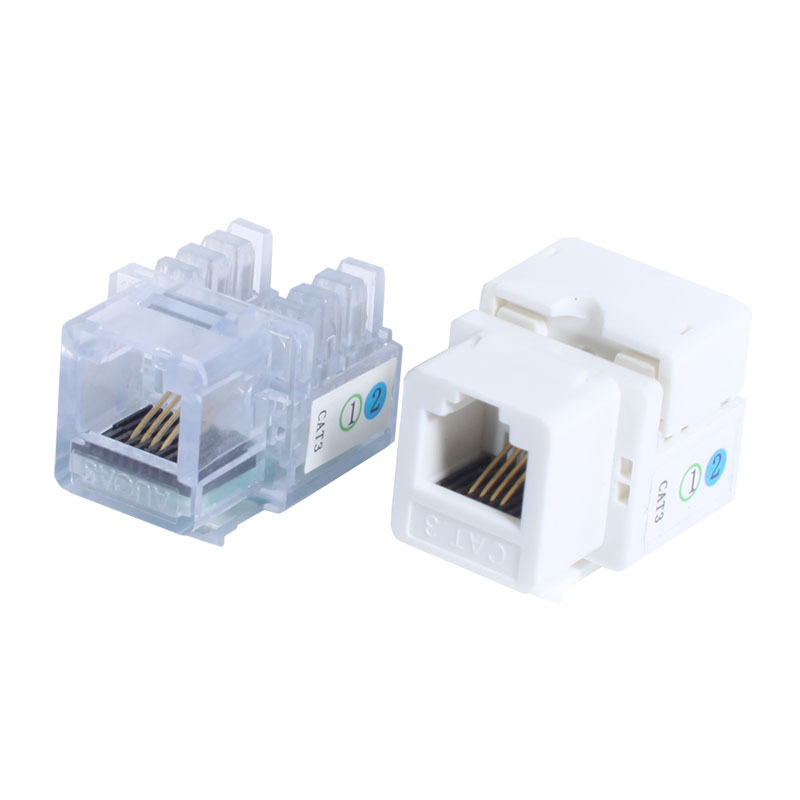 6p4c电话模块 RJ11电话4芯模块打线带防尘盖接头嵌入式插座