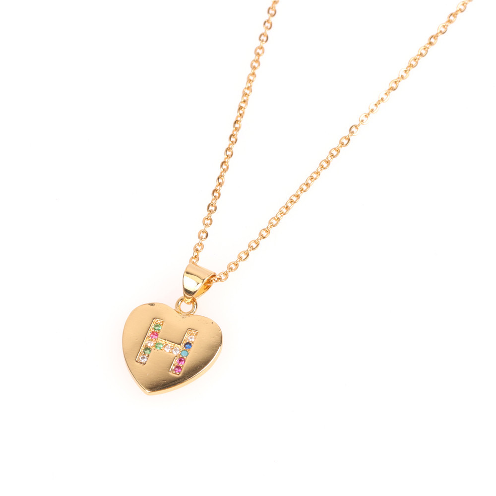 Croix-frontière Nouvelle Arrivée Accessoires Coloré Micro Strass Coeur D'amour Collier Anglais Lettre Pendentif Marée Clavicule Chaîne En Gros display picture 30