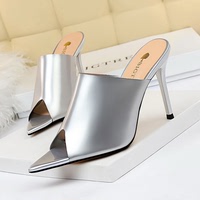 3227-1 European and American fashionable and sexy women's slippery slippers with thin heels and transparent pointed fishmouth
