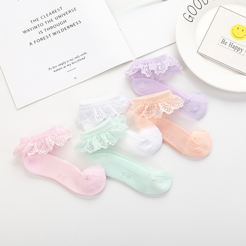 children Crystal socks summer Thin section girl crystal Silk stockings baby princess Lace Lace stockings baby Socks