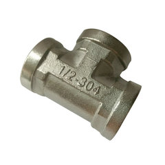 Stainless steel 4-way cross joint with internal threads