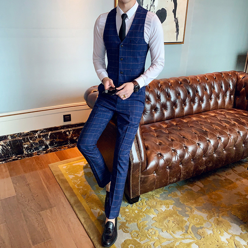 Western-style trousers Vest man Groom Wedding dress Groomsman Vest trousers suit business affairs Self cultivation Professional suit Chaopai