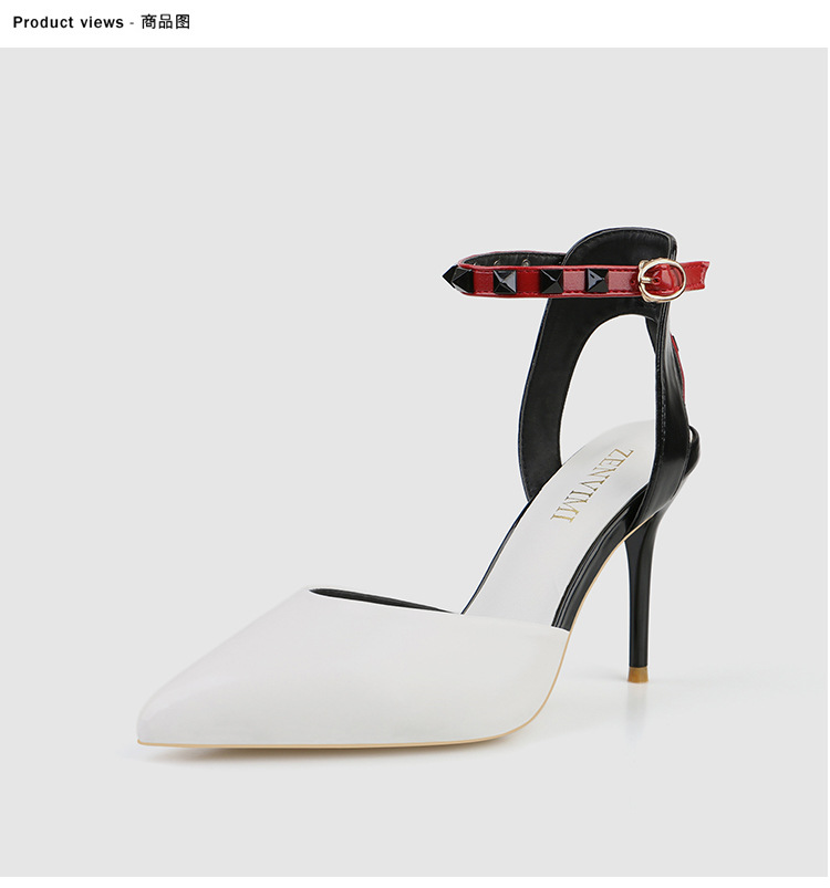 289-9 high heel ladies sandals 2019 summer new pointed sexy rivet fashion simple women's single shoes
