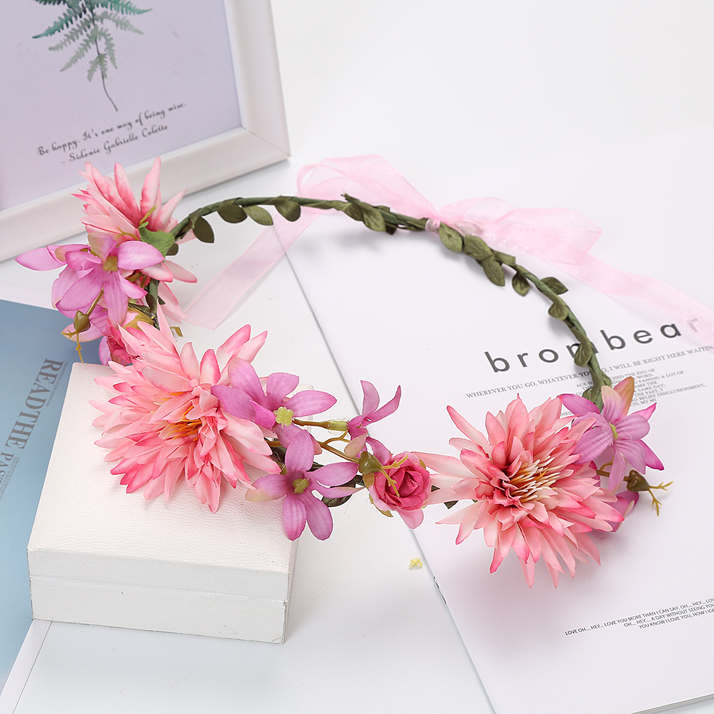 Suministro transfronterizo Europeo y Americano tocado nupcial flor artificial guirnalda tocado hecho a mano diadema tocado multi-color opcional