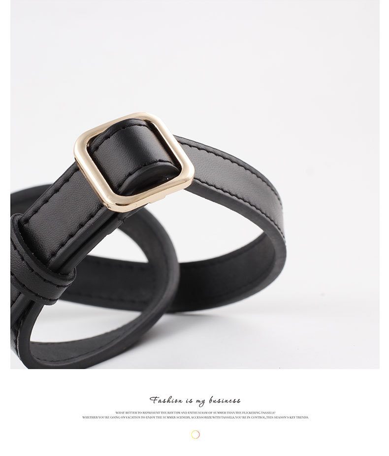 New Square Buckle Ladies Small Belt Wild Fashion Needle-free Punch-free Thin Belt Women display picture 6