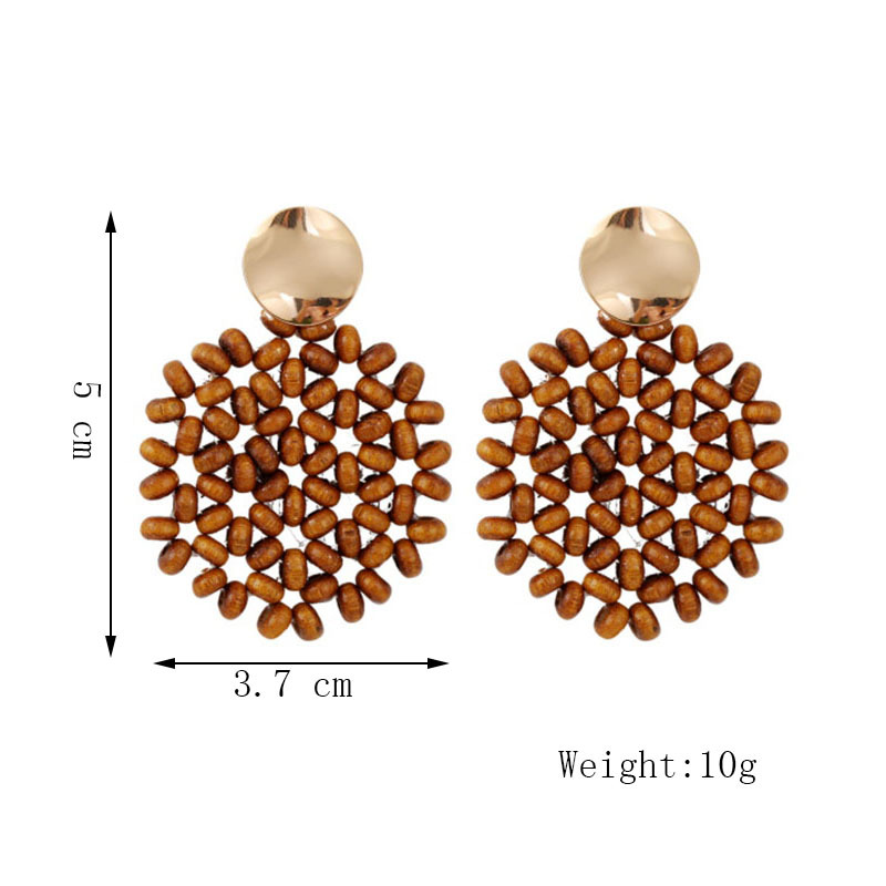 1 Par Retro Geométrico Madera Hecho A Mano Mujeres Pendientes De Gota display picture 1