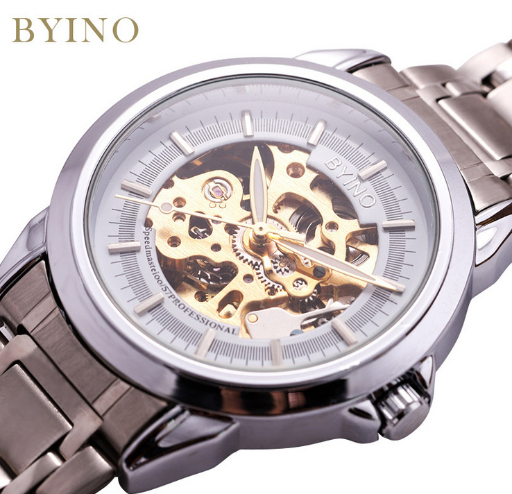 BYINO Simple Men's Mechanical Watch Holl...