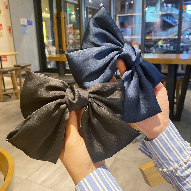 Travel Occasion Silk Material Satin Big Bow Hairpin Spring Clip Hairpin Ponytail Clip Hair Accessories