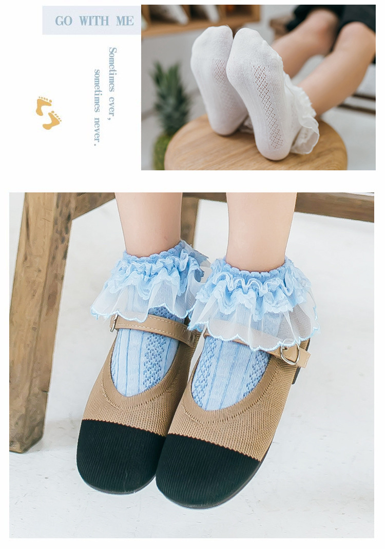 Baby Socks Kids Lace Mesh Boat Socks Summer Ruffle Sock Slippers Solid
