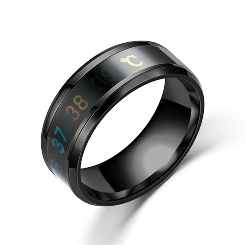 Street stall Internet celebrity smart temperature ring Stainless steel temperature ring personalized ring Titanium steel men's ring