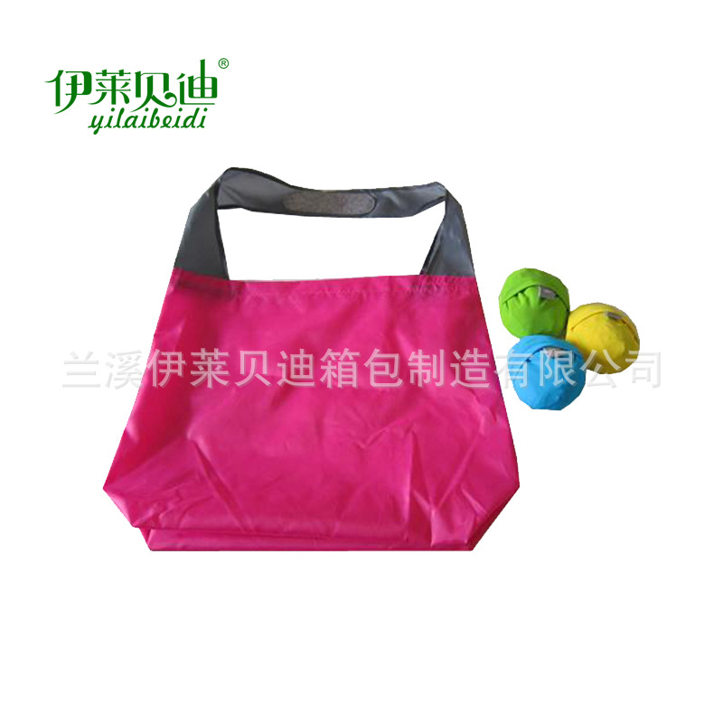 批发涤纶五分格球形折叠袋 格子布球形环保购物袋厂家定做印logo