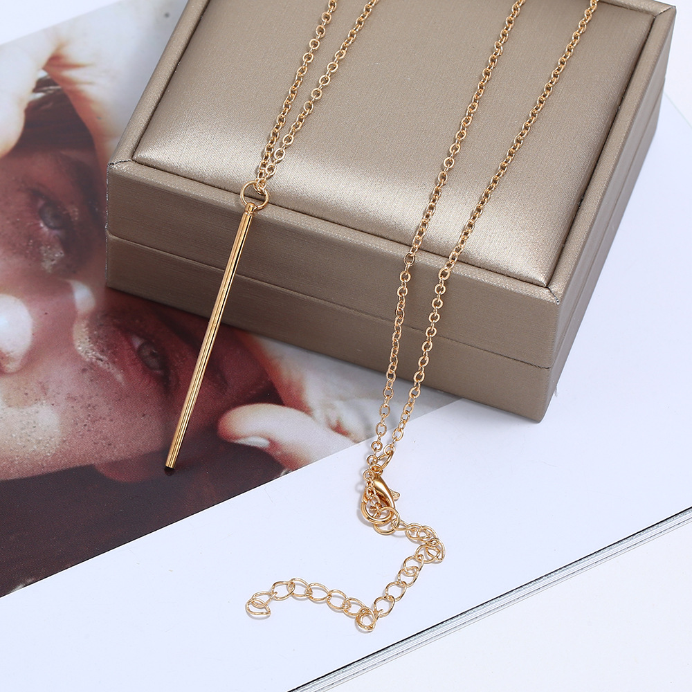 fashion metal geometric Y-shaped pendant long necklace