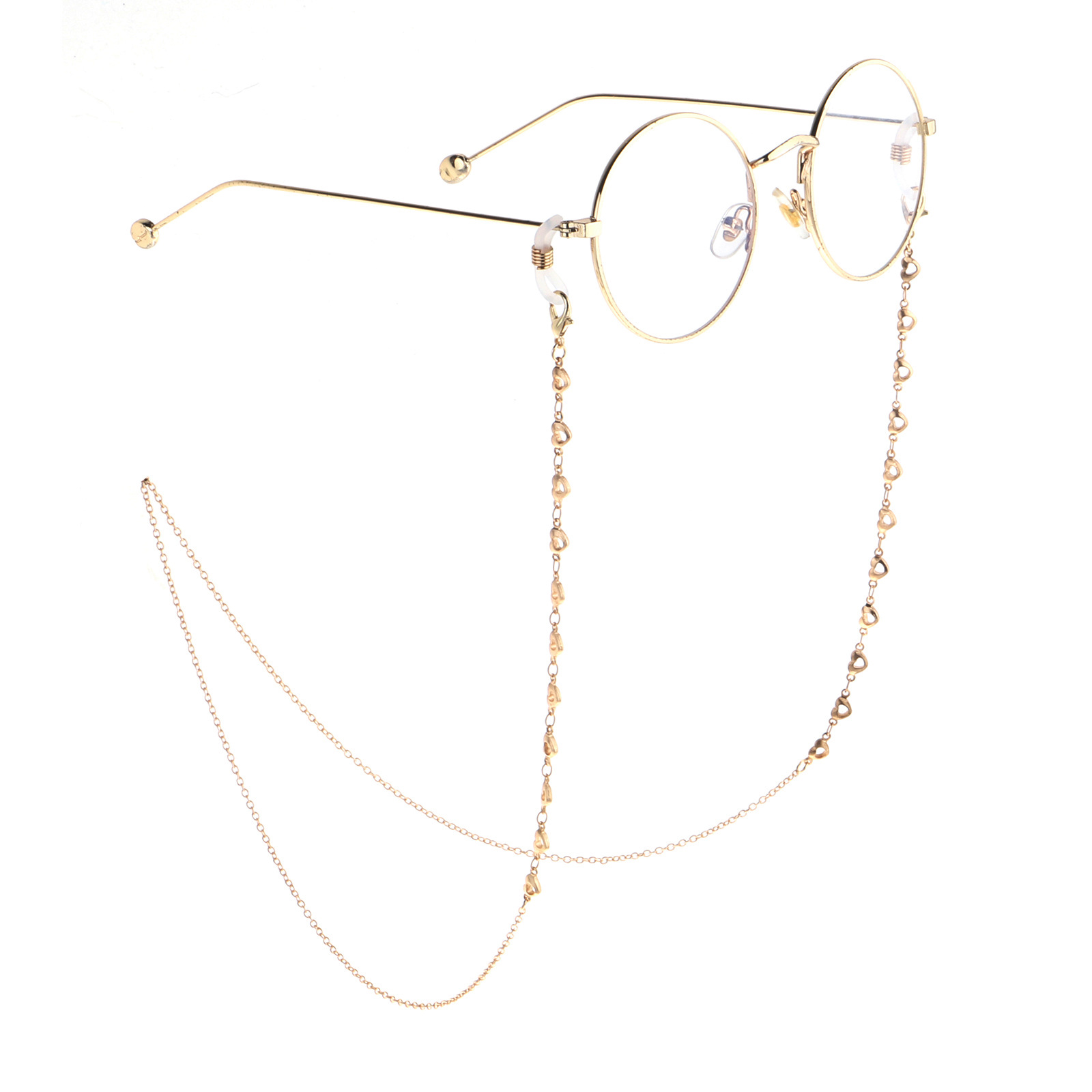 15g Weight Metal Material Gold Color Fashion Hollow Heart Glasses Chain 3