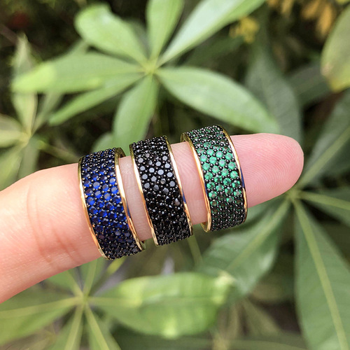 Cross-border best-selling rings for women, new European and American style, micro-inlaid with full diamonds, cubic zirconia rings, personalized colorful cubic zirconia rings, wholesale