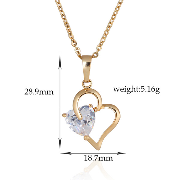 Brand copper necklace heart shaped with zircon