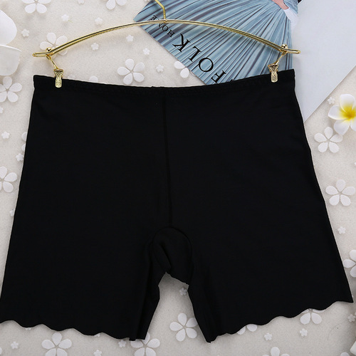 Mid-waist thin ice silk breathable underwear for girls summer one-piece seamless bottoming anti-exposure safety pants three-quarter pants