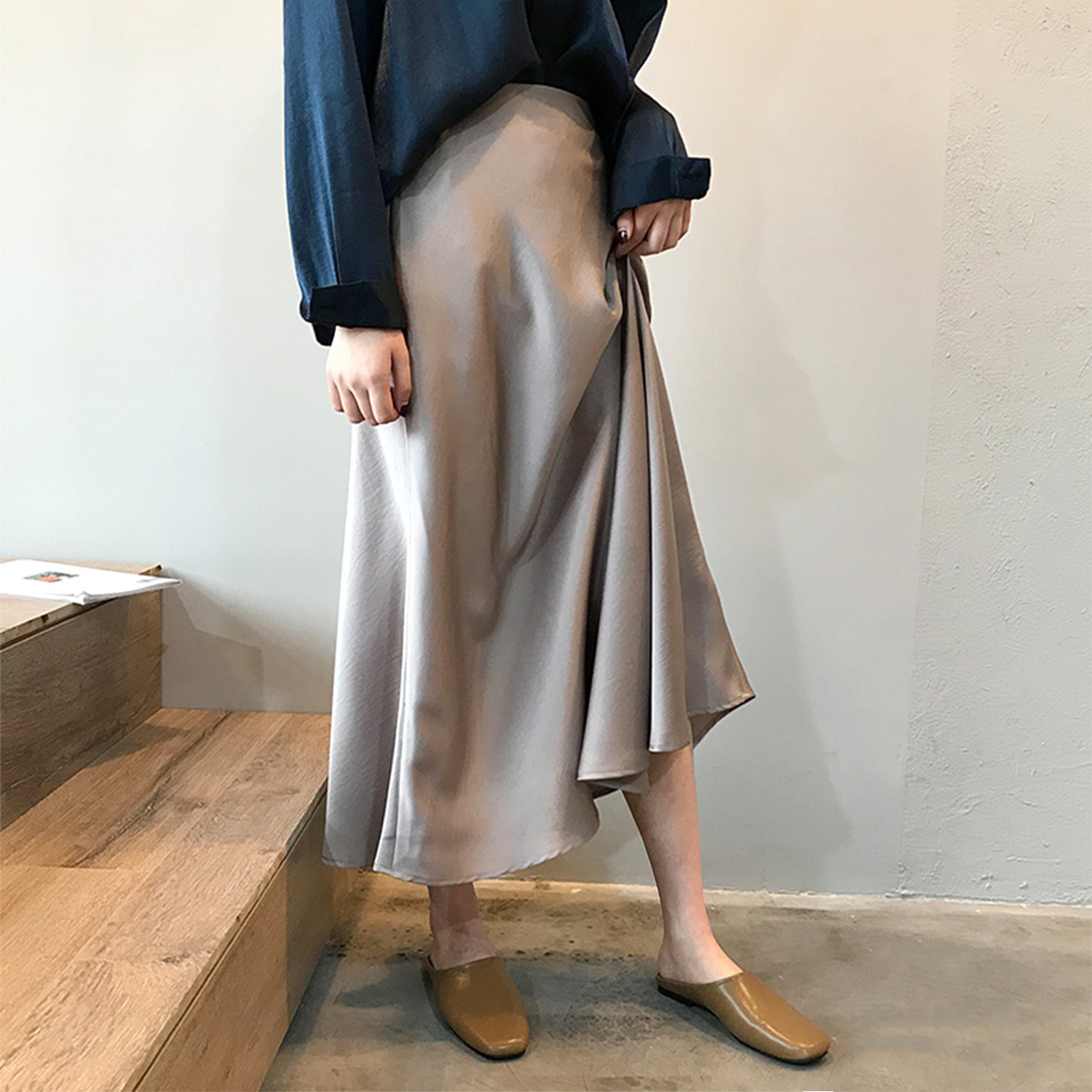 Word dual 2021 autumn new satin high waist skirt bag hip fish tail skirt vintage skirt female YX0320