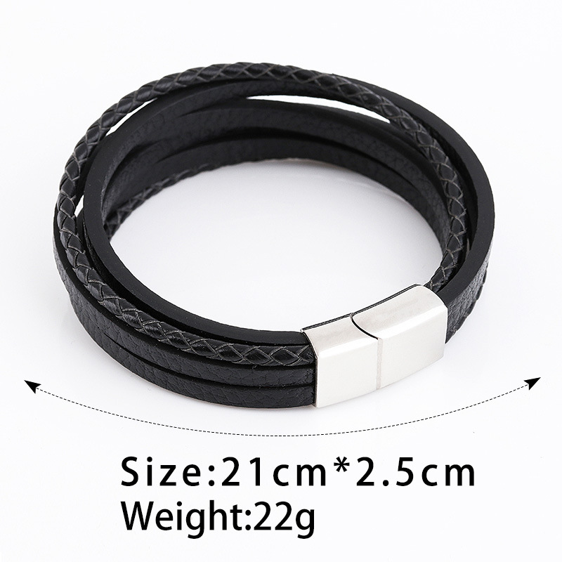 Retro Einfacher Stil Einfarbig Pu-Leder Legierung Magnetschnalle Geschichtet Überzug Männer Armbänder Männer Schnur & Leder Armbänder display picture 5