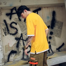 国潮潮牌男装夏季短袖男女情侣嘻哈oversize宽松T恤上衣休闲百搭