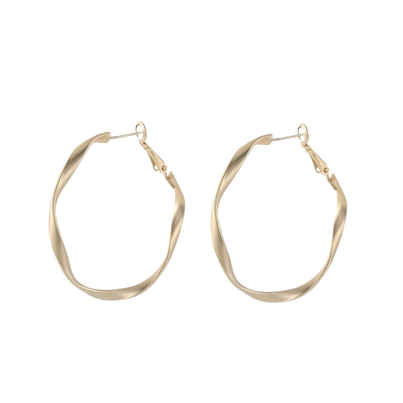 Earrings, matte clip-on hoops, 4.2 cm, copper, simple elegant design