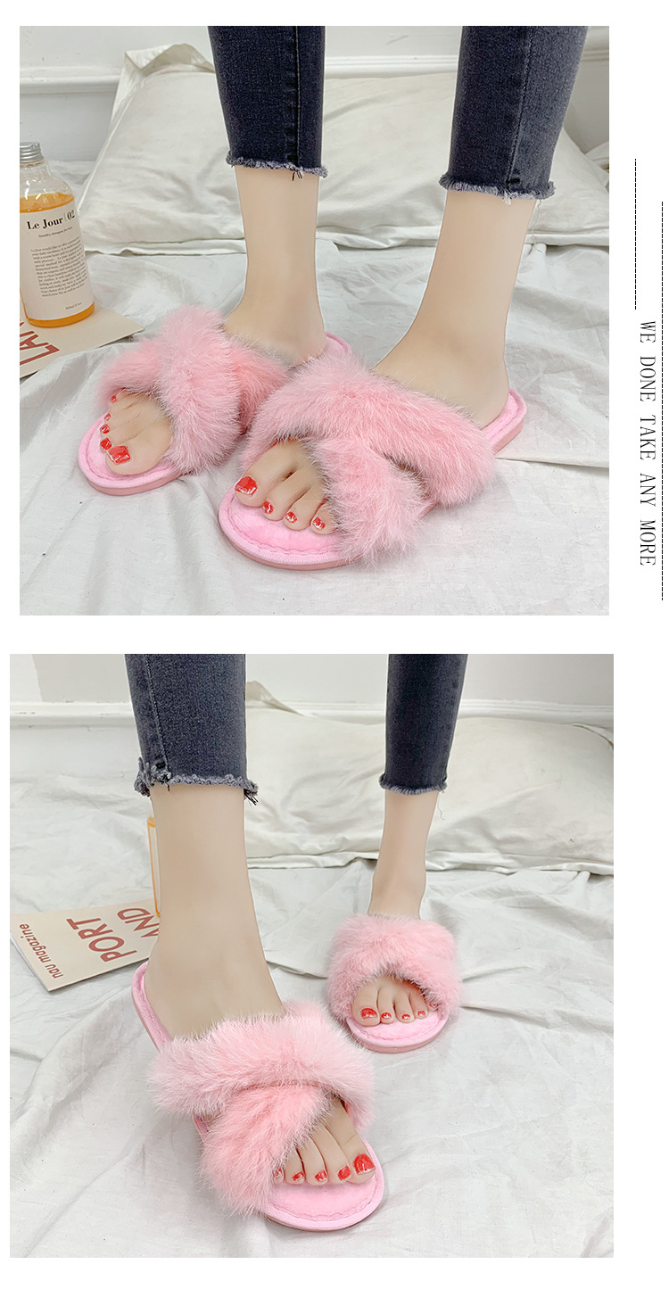 non-slip wear-resistant faux rabbit fur slippers  NSPE34538