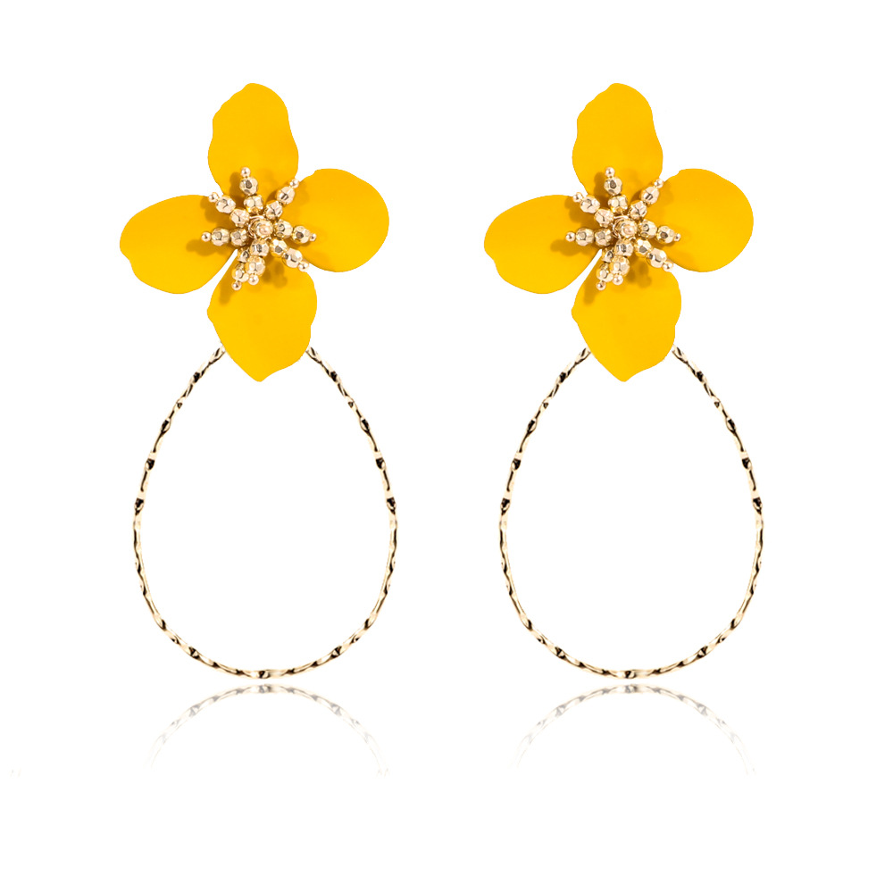 Fashion Flower Alloy Stoving Varnish Women's Drop Earrings 1 Pair display picture 2