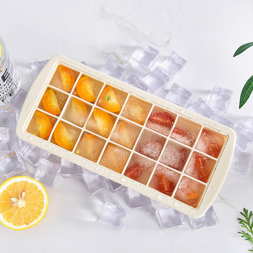 Internet celebrity ice mold large square frozen ice cream mold household silicone soft bottom ice box artifact with lid 21 ice trays