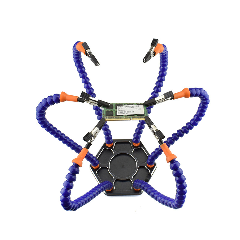 Ordinario azul blanco negro reparación ayuda seis-garra estación de soldadura de aleación de aluminio multifuncional modelo accesorios de aviones