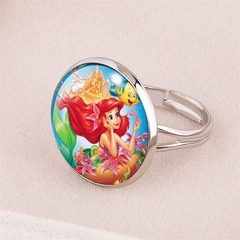 Children's cartoon Little Mermaid Ariel Princess Ring Time Gem Ring Birthday Gift