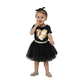 欧美时尚繁星图案演出公主裙 女童秋季表演网纱裙可拉伸童装批发