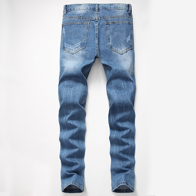 Men's new distressed jeans, fashionable and casual straight leg jeans_voghion.com